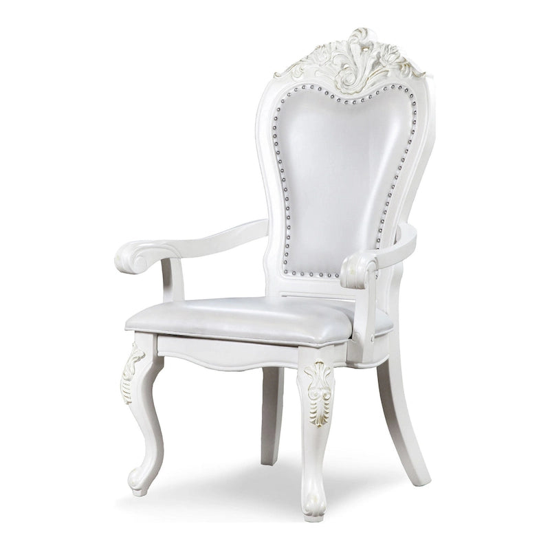 Chaises de salle à manger traditionnelles en bois massif avec garniture cloutée et pieds galbés (ensemble de 2)