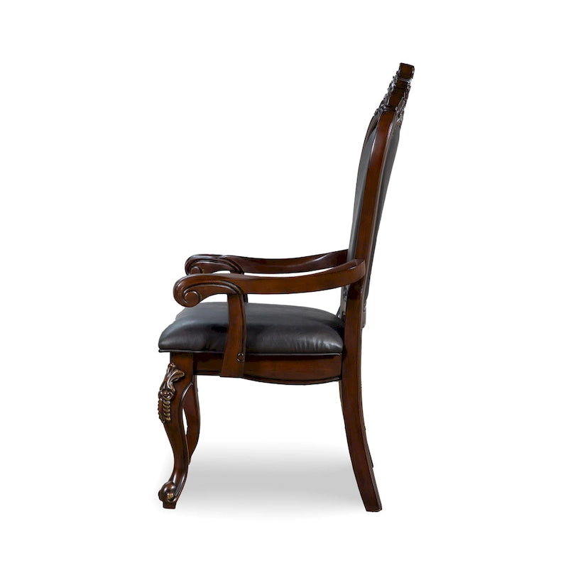 Chaises de salle à manger traditionnelles en bois massif avec garniture cloutée et pieds galbés (ensemble de 2)