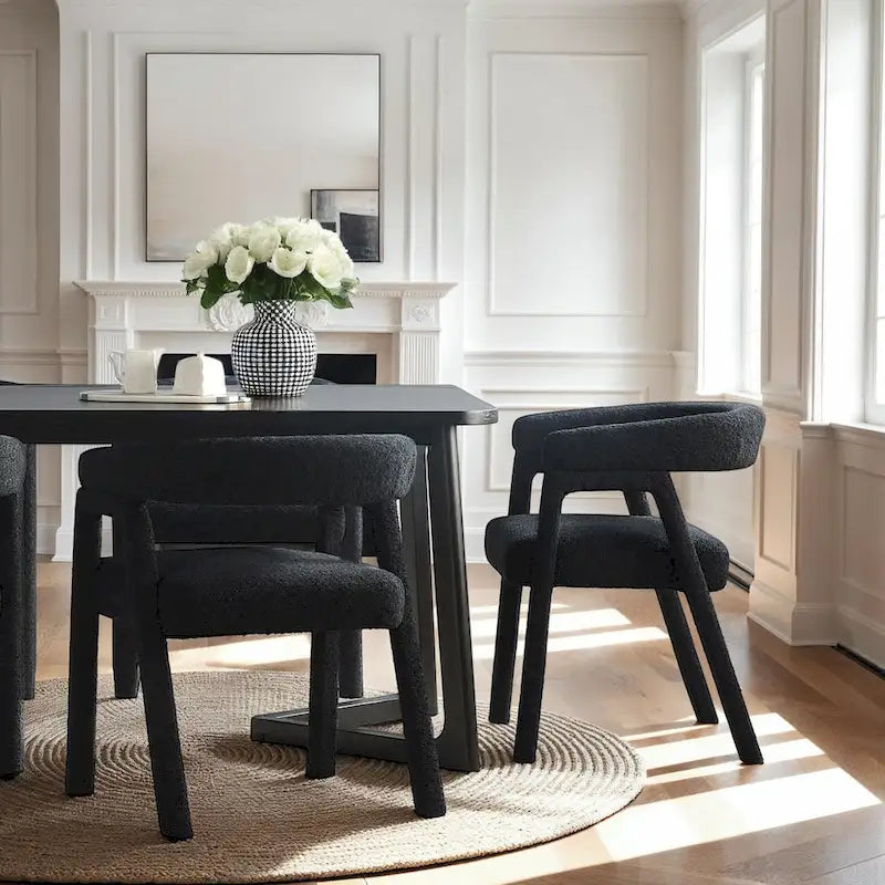 Middlebrook Modern Boucle Curved Solid Wood Dining Chair (Set of 2)